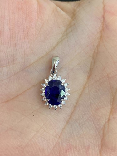 NATURAL SAPPHIRE 9X7 WHITE CZ STERLING SILVER 925 SET - 第 7/10 張圖片