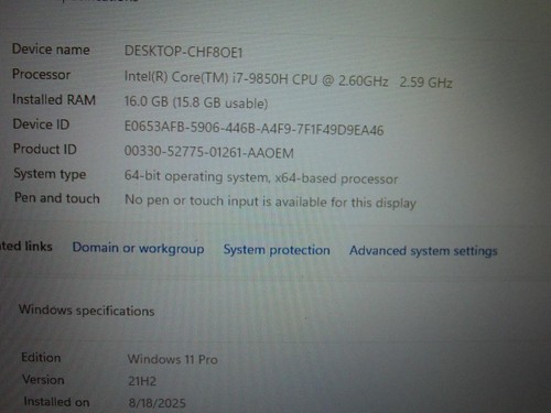 Dell Precision 7740 17.3" Core I7-9850H 2.60GHz 16GB 500 SSD Win 11 Laptop (J341 - Picture 3 of 8