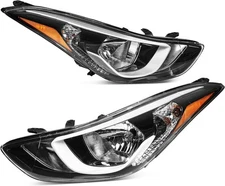 Pair Headlights For 2014 2015 2016 Hyundai Elantra Left & Right Headlamps W/Bulb