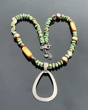 SILPADA Sterling 925 Teardrop Pendant Turquoise Pearl Howlite Necklace