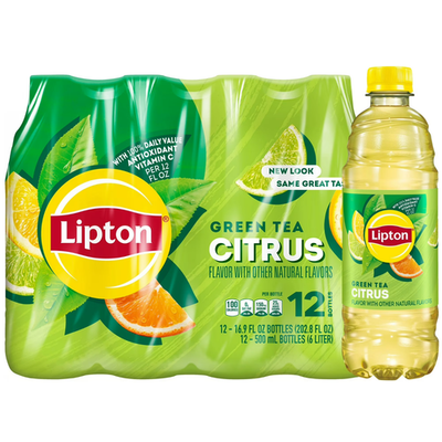 #ad Lipton Iced Green Tea Citrus Bottled Tea Drink 16.9 oz 12 Bottles $10.49