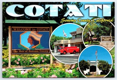 Cotati Sonoma County California 1980s Postcard La Plaza Park Fire Department