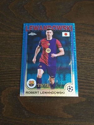 2024-25 Topps Chrome ROBERT LEWANDOWSKI Barcelona Bayern Munchen Blue Mojo 29/75