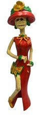 Día de los Muertos Catrina Roja Dama Esqueleto en Rojo Estatuilla 11 Pulgadas