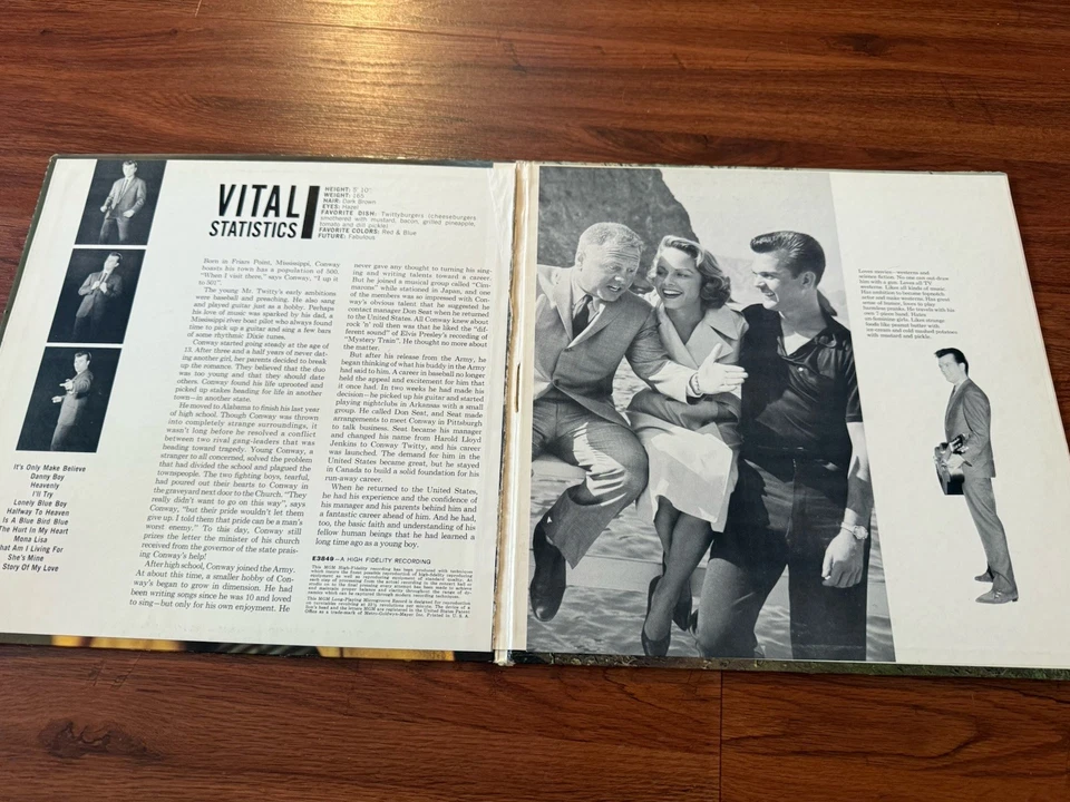 Conway Twitty Greatest Hits E3849 Stereo MGM Records 1960 LP Vinyl - Image 2 of 4