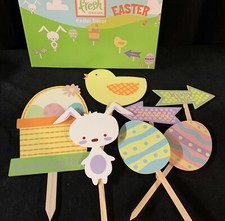 Easter Yard Signs Outdoor Decorations, 7 Pcs Easter Yard Stakes/Signs. New 