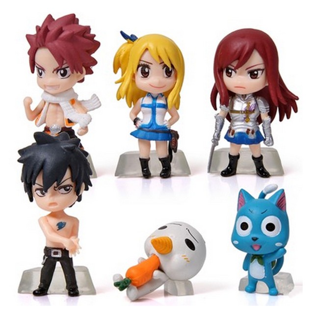 Anime Fairy Tail Set 6x Mini Action Figures PVC Dolls Model Toy Gift
