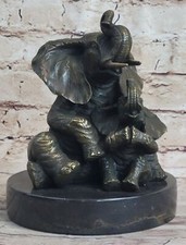 100% Echt Bronze Elefant Und Baby Kalb Deko Figur Geschenk Nr