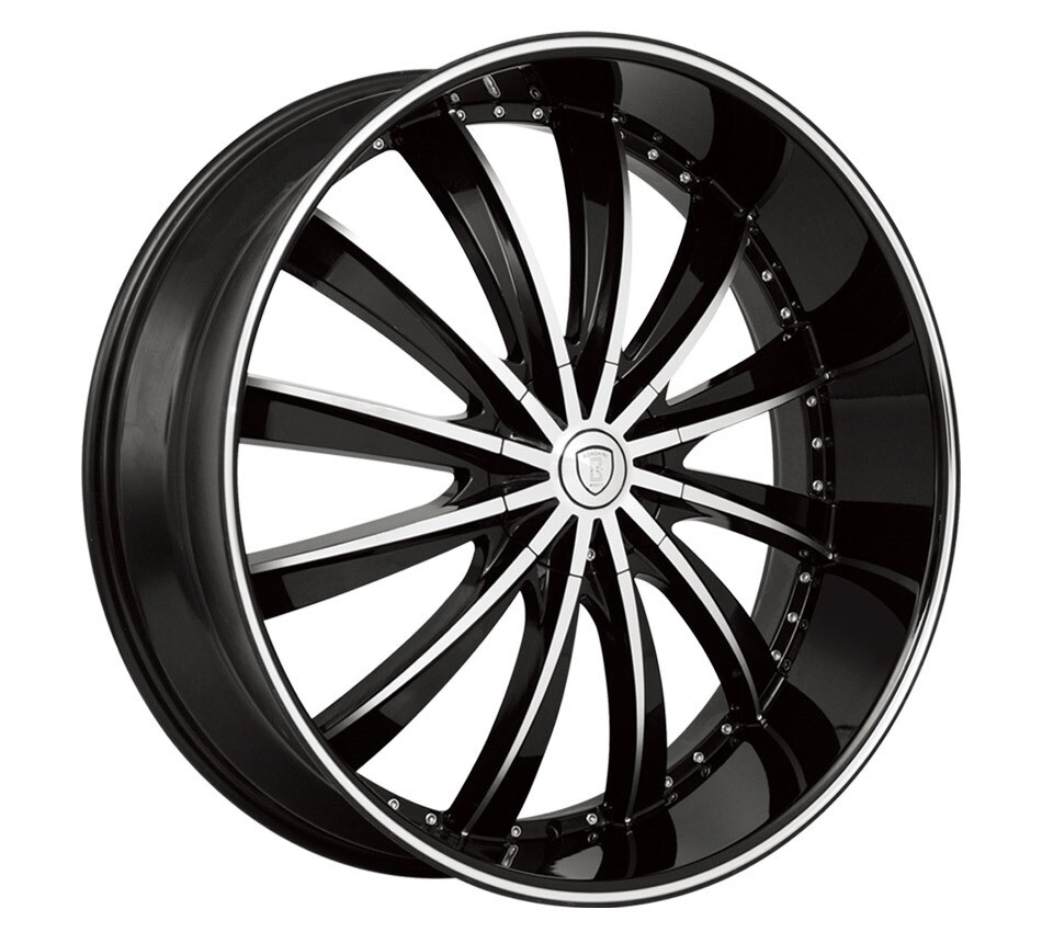 SET OF (4) BORGHINI WHEELS B19M 22x8 5x108/114.3 +38 BLACK MACHINE