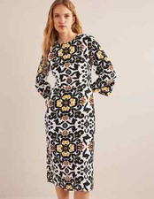 *SALE* BNWT Boden Flare Sleeve Midi Dress, Sz 8 R, Black Opulent Pome