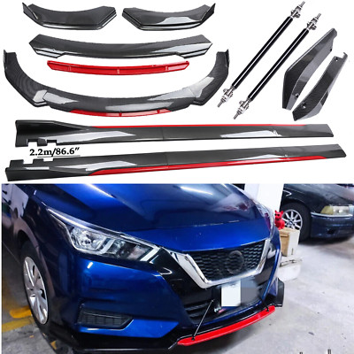Front Bumper Lip Spoiler/ Body Kit+Side Skirt Carbon Fiber For NISSAN VERSA