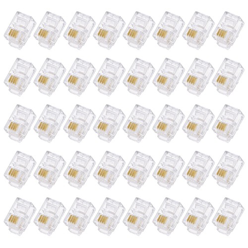 Telephone Modular Plug Male RJ9/RJ10/RJ22 Connectors, Copper Core 4P4C 40pcs