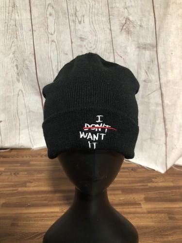 Black Cuffed Beanie Hat Acrylic 