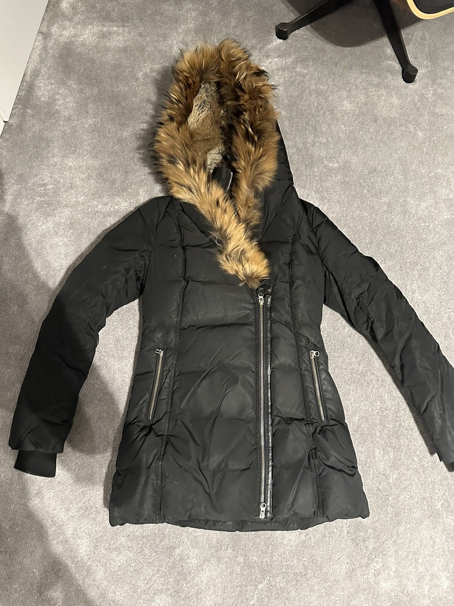 Mackage Adali Genuine Rabbit Fur Coat Black Size Small