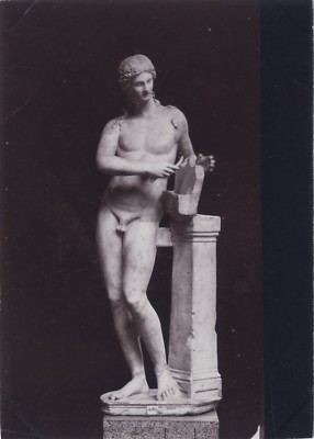 Apollon Mit Ihre Marschgabel Skulptur Classic Greco-Roman Foto Vintage Albumin