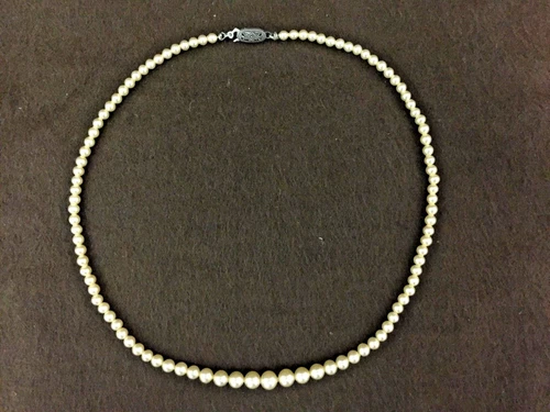 Vintage Costume Jewelry, Faux Graduated Miniature Pearl Strand, Delicate NK29