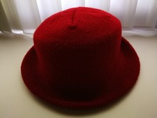 Vintage Isotoner Red Knit Bucket Hat Lined Made in USA