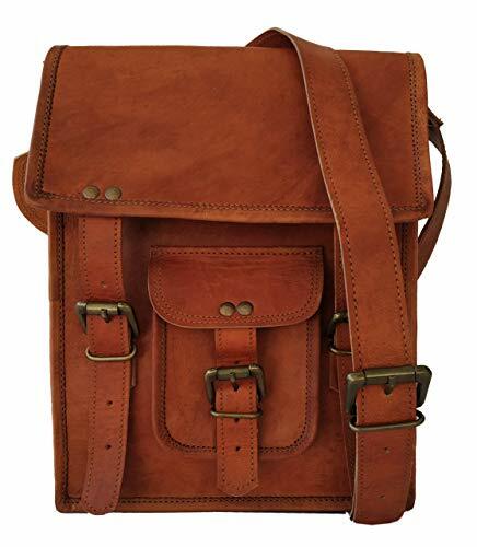 Bolso Mensajero de Cuero Genuino Goat 17 Pulg Portátil Marrón