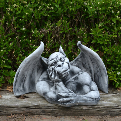 Gargoyle Torwächter II Steinfigur Statue 30 cm 20 kg Grau Beton frostsicher