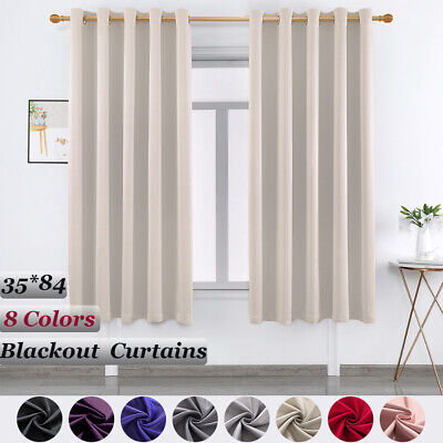2PC Blackout Grommet Panel Window Curtains Thermal Insulated Drapes for Bedroom