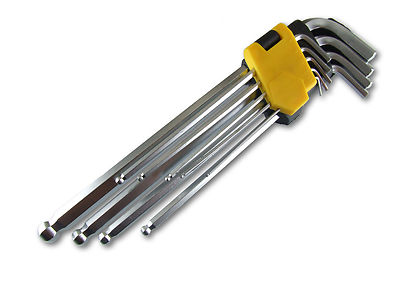 Extra langer Kugelspitze Sechskant-Inbusschlüssel 9-teiliges Set in Chrom-Vanadium-Stahl