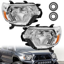 Anti-fog Headlights Assembly For 2012-2015 Toyota Tacoma Chrome Housing Amber