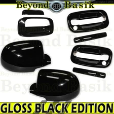1999-2006 CHEVY SILVERADO GLOSS BLACK 2 Door Handle COVERS PSK+Mirrors+Tailgate
