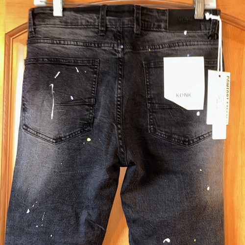 KDNK NWT NEW FUNKY UNISEX Men’s JEANS DENIM Stretch Black Distressed 28 $90 - Picture 6 of 9