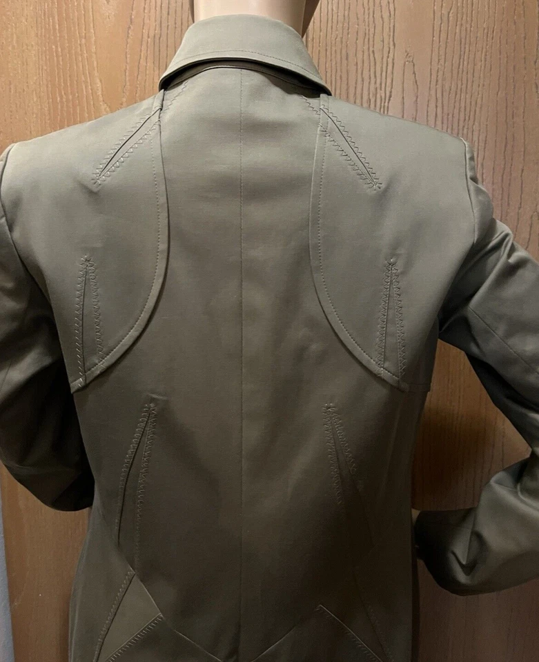 Christian Dior пальто новый оливковый хлопок кружева приложение скрытый кнопка застежки 8 - Изображение 4 из 4