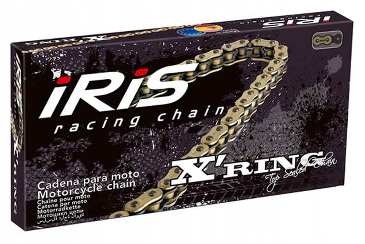 Chaîne IRIS 525 XR-100 or à 100 brins pour moto de route