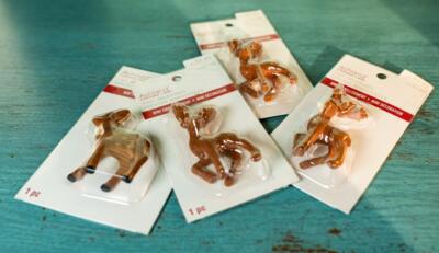 Lot/5 Ashland Christmas Tiny Treasures Miniature Flocked Deer Buck Spotted Fawn