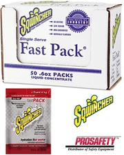 1- 50 BX Sqwincher Fast Pack Electrolyte Liquid Sport Hydration Drink Mix CHERRY