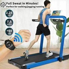 Treadmill Folding Running Walking Machine w/ App Control 2-in-1 for Home & Gym，