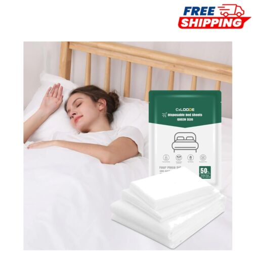 4-Piece Disposable Travel Bedding Set - Fitted Sheet, Quilt Cover & Pillowcases