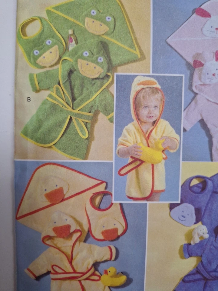Bath Robe Hooded Towel Bib Bath Set Baby Butterick B4053 4053 Sewing Pattern - Image 2 of 4