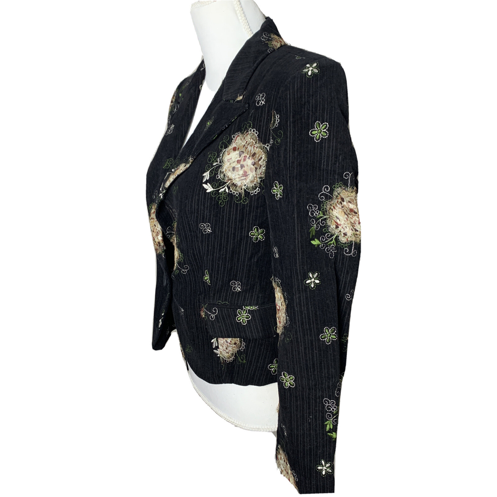 Boho Chic Jacket Blazer Patchwork Jacquard Black … - image 4