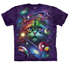 The Mountain Cat Purple Cosmos Cosmic Space Cats Kitten Galaxy T-Shirt S-3X