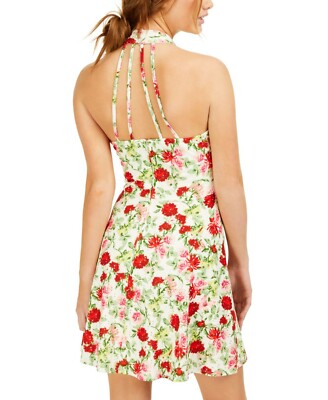 Teeze Me Womens Juniors Halter Sleeveless Casual Dress Ivory 5