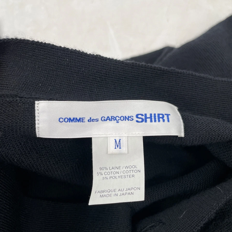 COMME des GARCONS Hombre M CAMISA NEGRA Punto Cuello en V Lana Cárdigan Algodón Japonés Foto 3 de 4