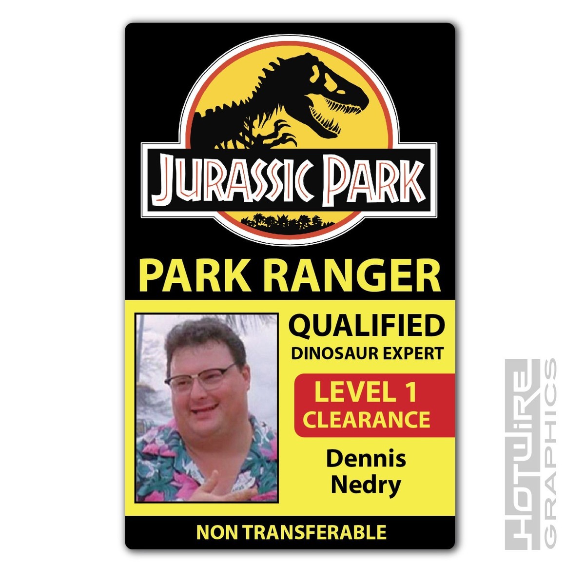 Plastic ID Card (TV & FILM Prop) - Dennis Nedry JURASSIC PARK
