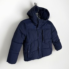 Gap Kids Boys Navy Blue Hooded Puffer Jacket Hooded Size XS 4/5 b01