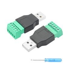 2 PCS USB 2.0 A Male To 5 Pin Screw Terminal Adapter Solderless Converter