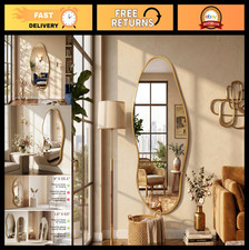 Irregular Full Length Gold Wall Mirror 55"x23" - Asymmetrical Floor Decor, Metal