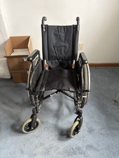 Foldable Manual Wheelchair Black Steel 4 Wheels Padded Armrest Adult Indoor Use
