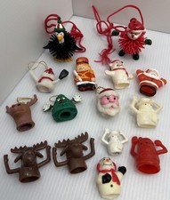 Lot Of Vintage finger Puppets Christmas Holiday Santa Reindeer Snowman Tree