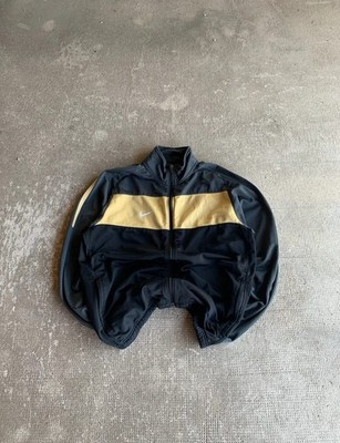 Nike Track Jacket Schwarz Gold Colorblock Trainingsjacke Herren Gr. L Y2K Retro