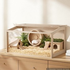 Wooden Hamster Cage Habitat 40.1" x 20.4" x 20.1" Rodent Small Animal Enclosure