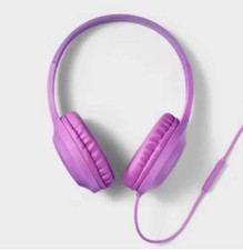 Heyday Wired Headphones Purple With 3.5mm Aux Cable Microphone  Comfort Fit Des