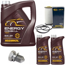 Motoröl Filter Set MANNOL 5W-30 7 Liter + Schraube für Audi A3 TT Roadster RS3