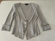 Women  s St. John 3/4 Sleeve Button Front Beige Blazer Size 2